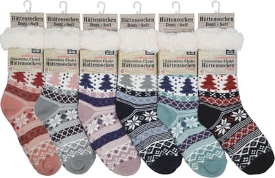 Kerstsokken - Happy dames huissokken - Extra Warm en zacht - Anti-Slip - Huttensocken Lila- one size