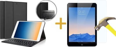 Hoes met Toetsenbord geschikt voor iPad Pro 9.7 - Book Case Cover Hoesje met Toetsenbord en Screenprotector Zwart