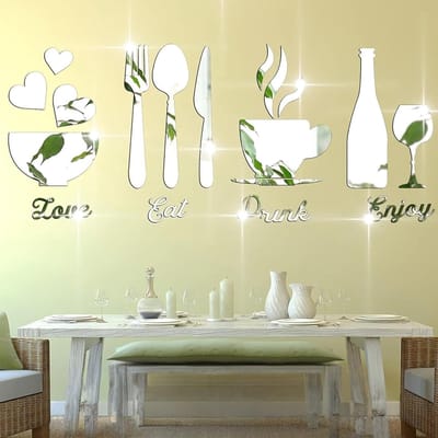 Dailygoods- Muurstickers Geometrisch - Spiegel Muurstickers - Wanddecoratie Woonkamer - Wanddecoratie Slaapkamer - Acryl Muurstickers - 4 Stuks 30x14cm/24x13cm/24x10cm/20x10cm