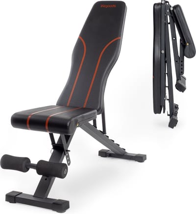LifeGoods Fitnessbank - Halterbank - Bench Press Bank - Trainingsbank - Verstelbaar - Inklapbaar - Zwart/Rood
