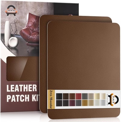 Complete Faux Leather Reparatieset voor Meubels, Autozetels en Tassen - Zelfklevende Patches in Caramelbruin, 28 x 21 cm, Ideaal voor Herstel van Beschadigingen en Scheuren