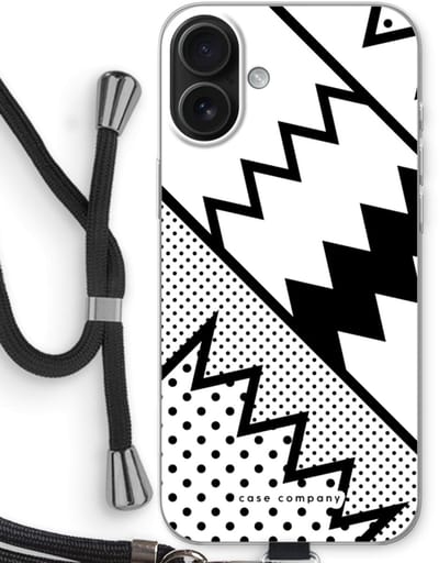 Case Company® - Hoesje met koord geschikt voor iPhone 16 Plus hoesje met Koord - Pop Art #5 - Telefoonhoesje met Zwart Koord - Bescherming aan alle Kanten en Over de Schermrand