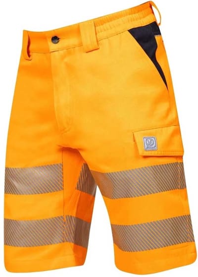 Ardon Signal+ Hi-Viz Korte Werkbroek | Fluorescerend oranje/zwart | Maat 62 (jeans-taillemaat 46) | Reflectieklasse 1