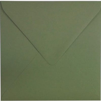 Olijfgroene vierkante enveloppen 153x153mm - ecologisch en zonder venster - ideaal voor bruiloftsuitnodigingen en verjaardagskaarten