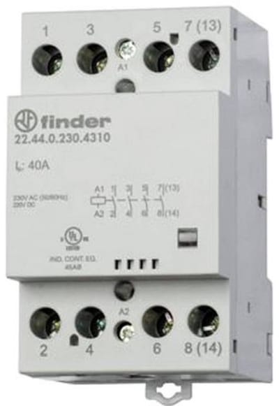 Finder 22.44.0.024.4310 Contactor 4x NO 24 V/DC, 24 V/AC 40 A 1 stuk(s)
