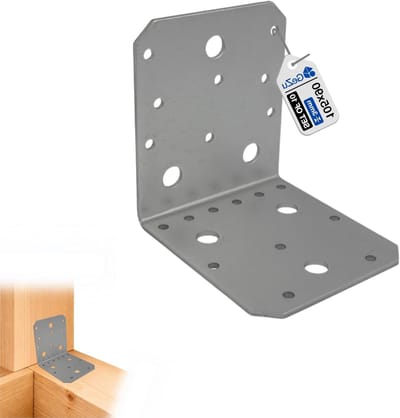 Hoekverbinder Gegalvaniseerd - Hoekijzers Verbindingen - Houten Constructies - Stevige Stalen Verbinding - 10.5 x 10.5 cm - Gegalvaniseerd