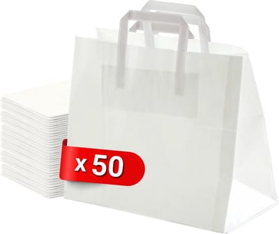 Tavas Papieren tasjes 50 stuks wit 26x17x25 cm papieren tasjes met handvat Cadeautasjes kerst