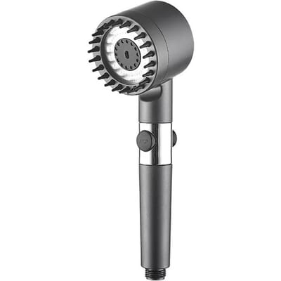 Pommes de douche haute pression avec masseur de cuir chevelu pour les soins de la peau et des cheveux, pomme de douche filtrée amovible gris foncé