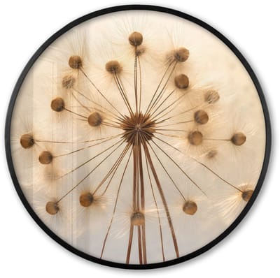 Poster in lijst Rond - Fotolijst 60x60 cm - Posters - Bloemen - Bruin - Planten - Botanisch - Ronde posterlijst zwart - Decoratie - Wanddecoratie woonkamer - Muurdecoratie slaapkamer