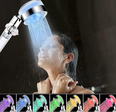 Verlichtende Douchekop met Filter, 7 Kleuren, Anti-Kalk Technologie voor een Luxe Douche-ervaring