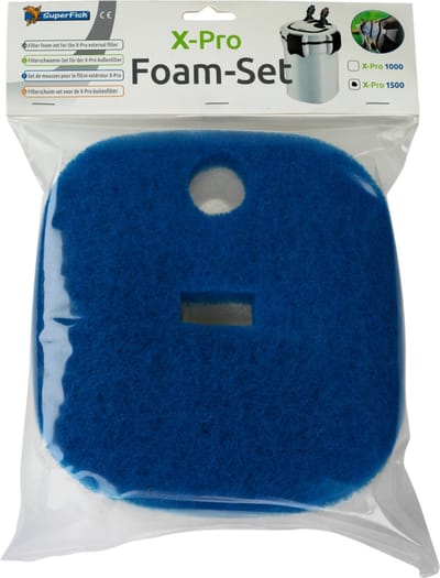 Superfish X Pro Aquarium Buitenfilter 1000 Schuimset - Filtermateriaal - Blauw Wit 3 stuks