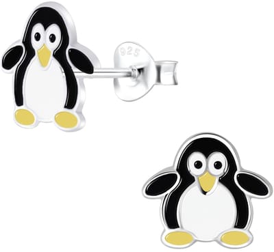 Joy|S - Zilveren pinguïn oorbellen - 10 x 11 mm - kinderoorbellen