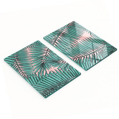 Glazen serveerplanken met palmbladerenmotief, 2x40x52 cm