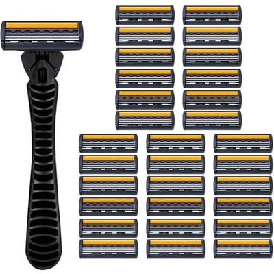 Veiligheidsscheermessen, Handmatige scheermessen, Scheermessen met 3 mesjes, Vervangende scheermesjes, Haverzorgingstools, Traditionele veiligheidsscheermessen 30Blades with1 Holder