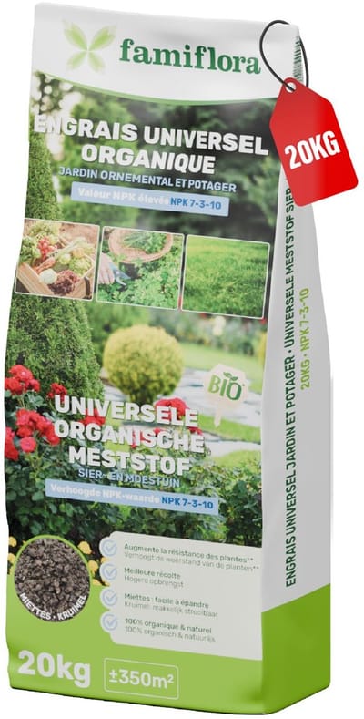 Famiflora Universele meststof 20 kg (BIO) - Voor siertuin & moestuin - 100% organisch - Kruimelvorm