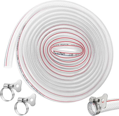 Flexibele Zuigslang van 5 m met Metaalklemmen, 16 mm Diameter, Transparante PVC Tuinslang voor Watertransport, Slijtvast en Ideaal voor Tuinpompen