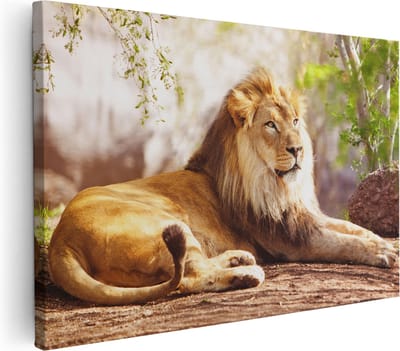 Artaza Canvas Schilderij Leeuwenkop - 30x20 cm - Klein - Muurdecoratie Dierenkop - Wanddecoratie Woonkamer - Kamer Accessoires