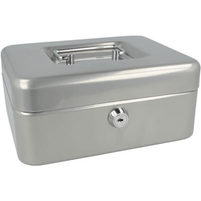 Westcott geldkist - 200x161x90mm - zilver - kunststof inzet 3 vakken - AC-E51001-ZI