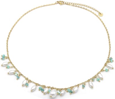 Ketting met Parels - RVS - Lengte 39-44 cm - Goudkleurig