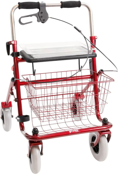 XL Rollator 50 cm Breed – Premis Provo – Extra Stevig Tot 150 kg – Brede Zitting – In hoogte verstelbaar – Duwbeugel eenzijdig Rechts - Passieve rem - Metallic Rood
