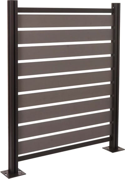 Aluminium afvalemmerhek MCW-K57, basiselement afvalemmerbekleding, houtlook uitschuifbaar 130x110x6cm ~ grijs