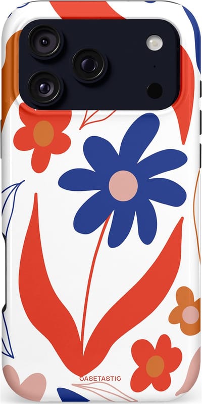 Casetastic hoesje geschikt voor Apple iPhone 17 Pro Max - MagSafe - Dubbellaagse bescherming - Kleuren in bloei - Fashion Case - Wit Rood Perzik Donkerblauw