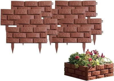 Decoratieve Tuinranden - Gazon Barrière Hek - Landschap Organiseren - Faux Baksteeneffect - 8 stuks - Bruin