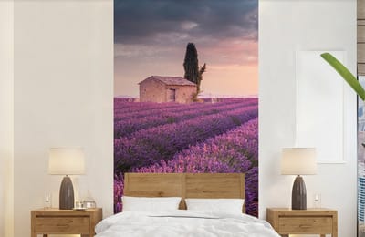 Behang - Fotobehang Lavendel - Bloemen - Paars - Veld - Breedte 120 cm x hoogte 240 cm