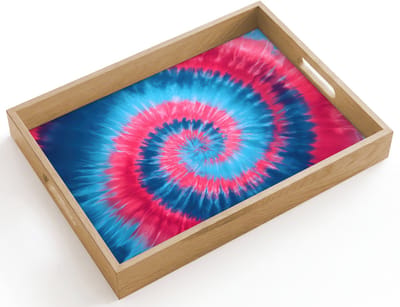 Dienblad hout 40x30 cm - Schootdienblad - Spiraal - Roze - Draaiend - Borrelplank rechthoek - Plateau dienbladen