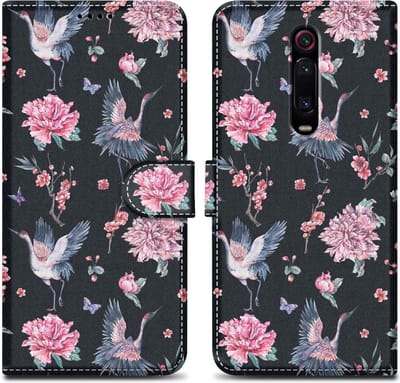 Cadorabo Hoesje geschikt voor Xiaomi Mi 9T / Mi 9T PRO / RedMi K20 / RedMi K20 PRO - Design Kraan & Bloemen No. 9 - Beschermhoes Case Cover met magnetische sluiting, standaardfunctie en kaartvakje