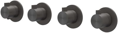 IVY Tribe Afbouwdeel Inbouwthermostaat met 3 Stopkranen Symmetry met Ronde Rozetten - RVS 316 Geborsteld Carbon Black PVD