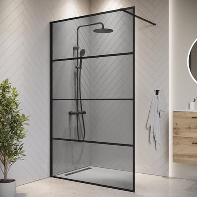 Badplaats Douchewand Essos 120 x 200 cm – Zwart – Inloopdouche 8 mm Rookglas