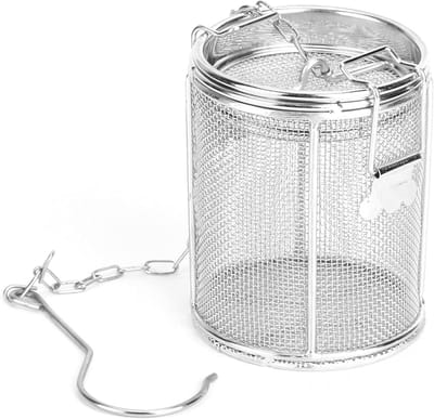 Tea Ball Strainer - Extra Fine Mesh - Soup Seasoning Bag - Herbal Separation Basket - Herb Filter met Extended Chain Hook voor Brewing Tea en Specerijen (8x10cm)