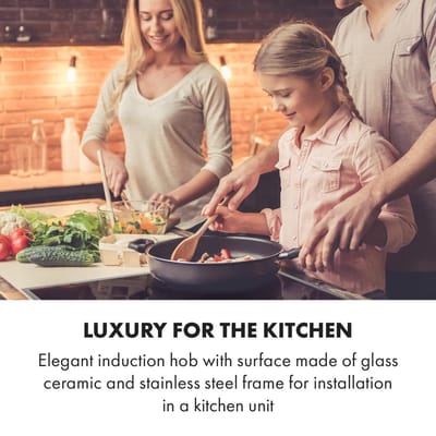 Klarstein Inductiekookplaat, Glaskeramische Kookplaat, 4 Zones, Inbouw Inductiekookplaat met Touchdisplay, Digitale Weergave en Timer, Snelle Opwarming, 7000 W - Glaskeramiek Kookplaat Kookveld - 52 cm - voor Keuken - Glaskeramiek Flexzone Kinderslot