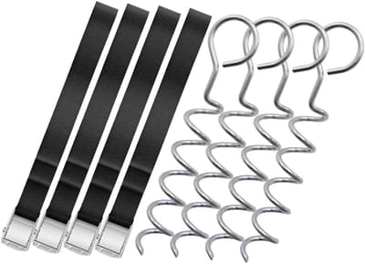 Grondankers - Spiraal Haken - Tent Bevestigen - Heavy Duty Materiaal - 31 cm Lengte - Zwart