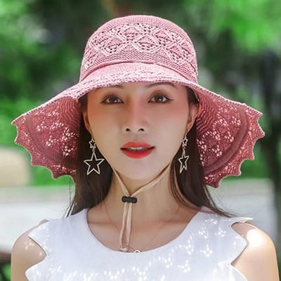 Zomer opvouwbare hoeden voor dames Koreaanse grote rand zonbescherming hoeden vakantie reizen kust coole hoeden roze