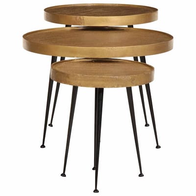vidaXL - Salontafel - 3 - stuks - Goudkleurig - bewerkt - hout