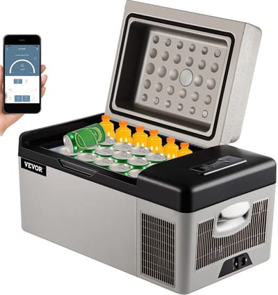 Amolass - Elektrische Koelbox - Mini Koelkast- Compressor - Koelbox voor Kamperen - 20L - 12/24V (DC)/110–240V (AC) - Grijs