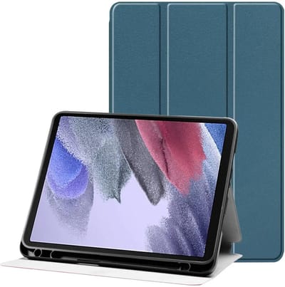 Tablet Hoes Geschikt voor Samsung Galaxy Tab A7 Lite | Luxe Tri-Fold Book Case | Kunst Leren Bescherm Hoes | Standaard Functie | Blauw