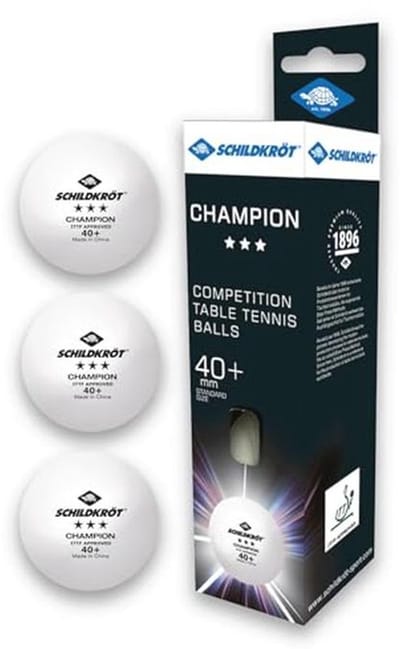 Donic-Schildkröt Tafeltennisbal 3-sterren Champion ITTF, wedstrijdbal in poly 40+ kwaliteit, 3 stuks in doos, wit, 608540