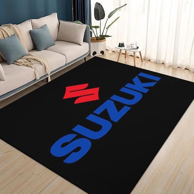 3D Raceauto S-SUZUKI Logo Motorfiets Tapijt Vloerkleed voor Woonkamer Slaapkamer Huis Sofa Decoratie, Kinderen spelen Antislip Vloermat 70x100cm( 27x39in )