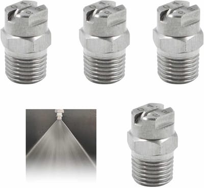 Hogedrukspuit met ventilatormondstuk en oppervlakte reiniger, roestvrijstalen nevelspuit, 65 graden opening, 1/4 inch schroefdraad, 4-delige set voor efficiënt reinigen