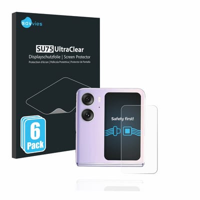 Savvies - Screenprotector voor Oppo Find N2 Flip (Achterdisplay) - Folie Beschermfolie transparant 6 Stuks