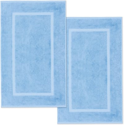 Lavea® Set van 2 badmatten 50x80 cm, zacht en absorberend – 100% katoen, wasbare badkamermatten – ideaal als douche- of badmat – Dolfijnblauw