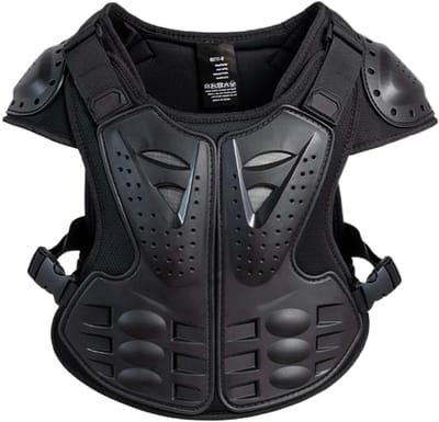 Kinder Borstbeschermer - Motor Beschermkleding - Buiten Sporten - Valbestendig Ademend - 25-35 kg - Zwart