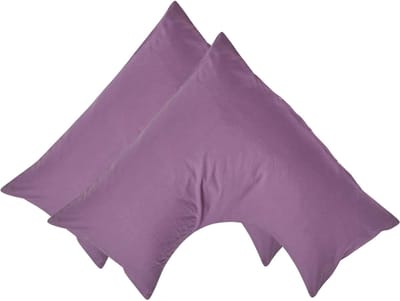 Homescapes Percale Katoen V-Kussensloop Set van 2 - Paars - 100% Egyptisch Katoen - 200TC - 38 x 76 cm