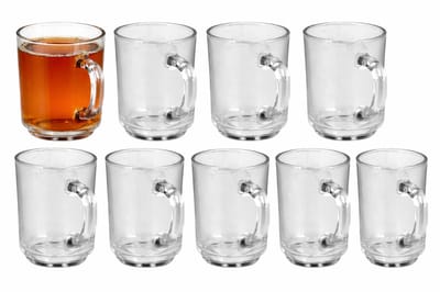 Theeglazen 230 ml met Oor – 9 stuks – Glazen Theemokken voor Thee, Koffie en Warme Dranken