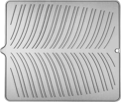 Siliconen afdruipmat, afdruipmat voor keuken, siliconen servies, droogmat, antislip, hittebestendige siliconenmat, spoelbakmat voor keuken voor het drogen van servies en glazen (41 x 36 cm, grijs)