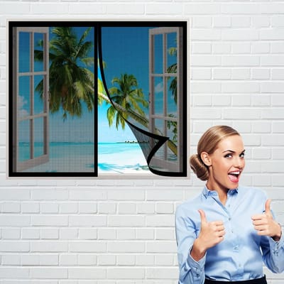 Horren Raam 50x140 cm Zwart - Inclusief Magneetstrip en Nadenloos Luchtdicht