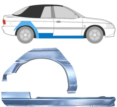 Reparatiepaneel dorpel + achterspatbord voor Ford Escort 1995-2000 / Rechts